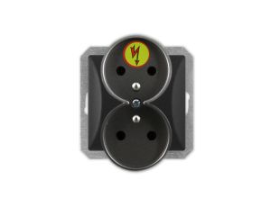 OPAL Gniazdo podwójne antyprzepięciowe Z/U do ramki czarny mat GPt-6/Z/m Op CZ/MAT