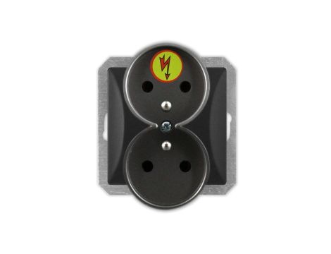 OPAL Gniazdo podwójne antyprzepięciowe Z/U do ramki czarny mat GPt-6/Z/m Op CZ/MAT