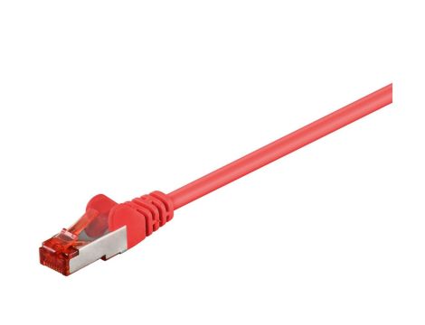 CAT 6 Kabel łączący, S/FTP (PiMF), Czerwony - Długość kabla 50 m