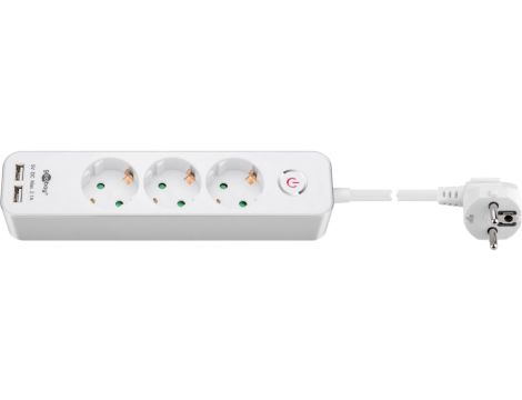 Listwa zasilająca z 4 gniazdami, wyłącznikiem i USB
