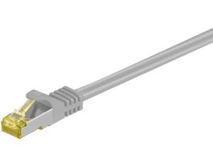 RJ45 patchkabel, CAT 6A S/FTP (PiMF), 500 MHz z CAT 7 kable surowym, Szary - Długość kabla 15 m