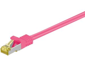RJ45 patchkabel, CAT 6A S/FTP (PiMF), 500 MHz z CAT 7 kable surowym, Purpurowy - Długość kabla 20 m
