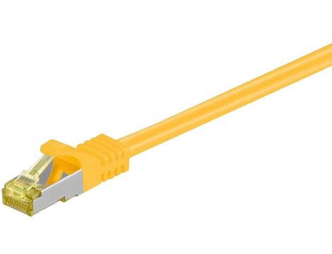 RJ45 patchkabel, CAT 6A S/FTP (PiMF), 500 MHz z CAT 7 kable surowym, Żółty - Długość kabla 15 m