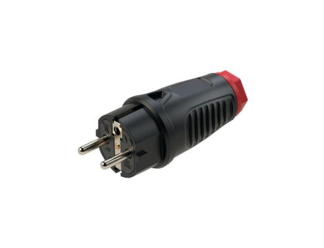 Wtyczka hermetyczna gumowa 2P+Z Uni-Schuko 230V 16A czarno-czerwona IP54 TAURUS2 na kabel do 13,0mm, wkład. guma (TPE) PCE