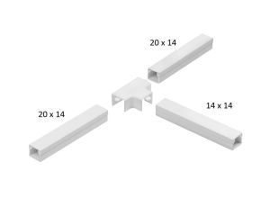 Osprzęt do listew elektroinstalacyjnych, trójnik redukcyjny BIAŁY LOR 20x14x20 (1szt.)