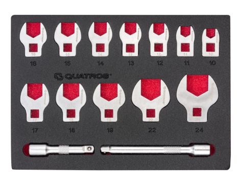 QUATROS ZESTAW 14SZT. KLUCZY 3/8" PŁASKICH TYPU V 10-24MM
