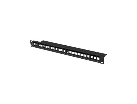 Patch panel pusty RACK 19 1U na 24 moduły keystone czarny LANBERG