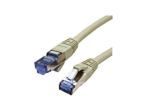 Patchcord S/FTP kat.6A PiMF kabel sieciowy LAN 2x RJ45 linka PoE szary 0,5m VALUE