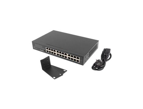 Switch 10 19 RACK 24x port RJ45 (1000BASE-T + 100BASE-TX) przełącznik niezarządzalny LANBERG RSGE-24