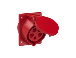 Gniazdo siłowe z klapką 5p 32A 400V tablicowe skośne IP44 80x97mm TWIST PCE do obudowy czerwone