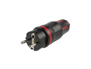 Wtyczka hermetyczna gumowana 2P+Z Uni-Schuko 230V 16A czarno-czerwona IP54 TOP TAURUS 2 na kabel do 13,0mm PCE
