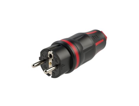 Wtyczka hermetyczna gumowana 2P+Z Uni-Schuko 230V 16A czarno-czerwona IP54 TOP TAURUS 2 na kabel do 13,0mm PCE
