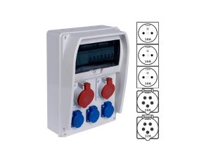 Rozdzielnica budowlana R-BOX IP44 przenośna Wyposażona + 5P/32A + 5P/16A + 3x2P+Z/250V PAWBOL