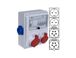 Rozdzielnica budowlana R-BOX IP44 przenośna Wyposażona + 5P/32A + 5P/16A + 2x2P+Z/250V PAWBOL