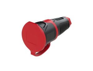 Gniazdo prądowe gumowe z klapką 2P+Z 16A 230V SCHUKO przenośne IP54 TAURUS2 PCE na kabel czarne