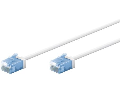 Ultra-elastyczny CAT 6A kabel krosowy, slim, U/UTP, biały - Długość kabla 10 m