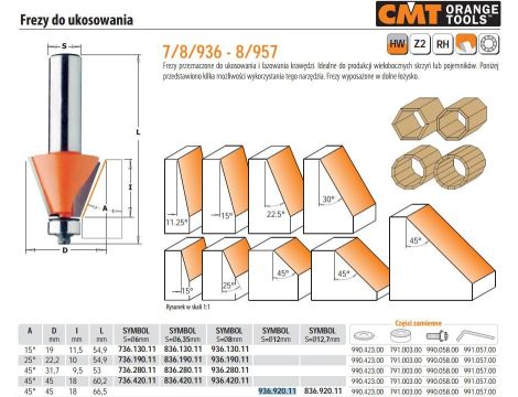 CMT FREZ HM A=45 D=45 I=18 S=12 DO UKOSOWANIA, ŁOŻYSKO - 2