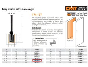 CMT FREZ HM D= 7 I=20 L=55 S=8... PROSTY, OSTRZE WIERCĄCE