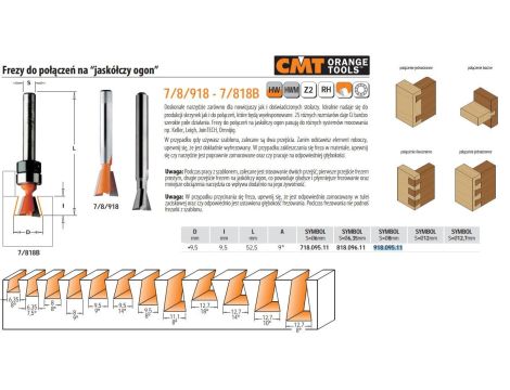 CMT FREZ HM D= 9,5 I=9,5 L=52,5 S=8 DO WCZEPÓW JASKÓŁCZYCH. - 2
