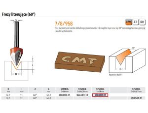CMT FREZ HM D=12,7 I=11 A=60 S=8 DO GRAWEROWANIA. - image 2