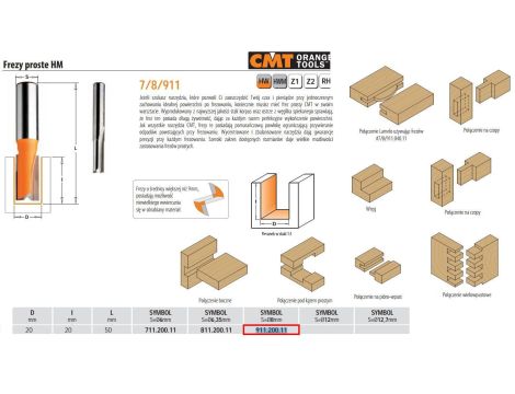 CMT FREZ HM D=20 I=20 L=50 S=8 PROSTY, KRÓTKI