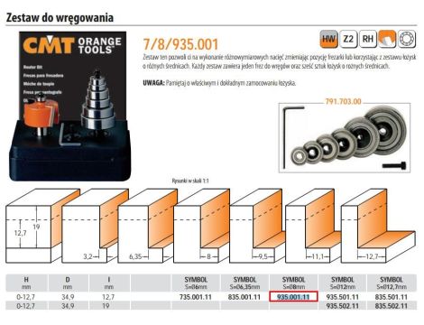 CMT FREZ HM D=34,9 I=12,7 H=0-12,7 S=8 DO WRĘGOWANIA + ŁOŻYSKA - 2