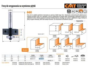CMT FREZ HM H=9,5 D=34,9 I=12 L=53 S=8.. DO WRĘGOWANIA, WYMIENNE PŁYTKI.