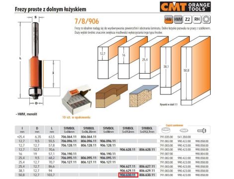 CMT FREZ HM I=50,8 D=12,7 S=12 DOLNE ŁOŻ