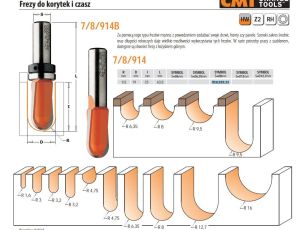 CMT FREZ HM R= 9,5 D=19 I=25 L=63,5 S=8. DO KORYTEK I CZASZ