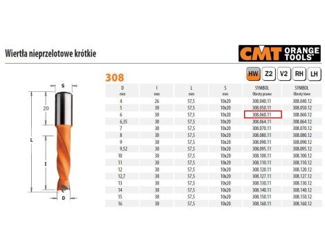 CMT WIERTŁO HW NP D= 6 I=30 L=57,5 S=10x