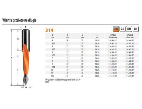 CMT WIERTŁO HW P D= 6 I=35 L=70 S=10x26 RH
