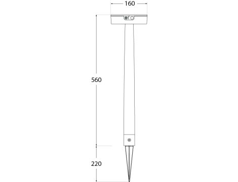 Oprawa ogrodowa Solar FIORINA Fumagalli Moduł LED z czujnikiem ruchu PIR 4000K 280lm 560 mm IP 55  czarny / tworzywo sztuczne - 6