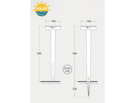 Oprawa ogrodowa Solar FIORINA Fumagalli Moduł LED z czujnikiem ruchu PIR 4000K 280lm 560 mm IP 55  czarny / tworzywo sztuczne - 4