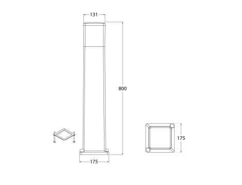 Oprawa ogrodowa VIRGILIO OPAL Fumagalli E27 A60 LED CCT 11W 3000K/4000K/6500K SET 800 mm IP55 230V czarny / tworzywo sztuczne - 3