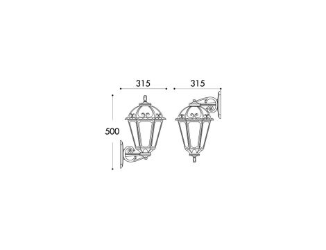 Oprawa elewacyjna kinkiet BISSO/SALEM CLEAR Fumagalli E27 wys.500 mm, szer.315 mm IP55 230V czarny / tworzywo sztuczne - 7