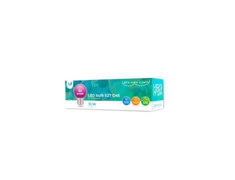 Żarówka LED E27 G45 2W 230V fiolet 5 sztuk Forever Light