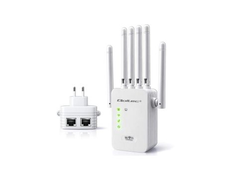 Qoltec Wzmacniacz sygnału WiFi 5 Repeater Access Point AC1200 6 Anten 2x RJ45 128MB