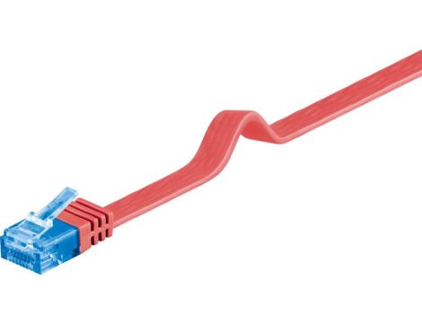 CAT 6A Płaska Kabel połączeniowy,U/UTP, Czerwony - Długość kabla 2 m