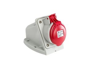 Gniazdo stałe 16A 4P (3P+E) 400V 6H - czerwona IP44