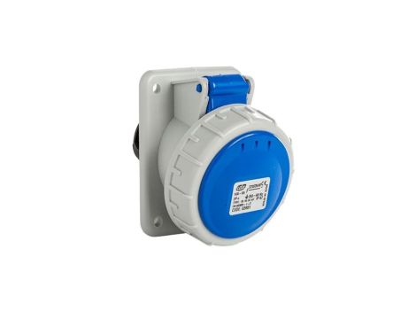 Gniazdo tablicowe 16A 3P (2P+E) 230V skośne 6H - niebieskie IP67