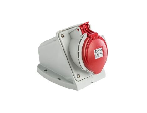 Gniazdo stałe 32A 4P (3P+E) 400V 6H - czerwona IP44