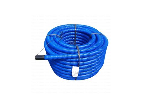 Rura dwuścienna karbowana HDPE 450N niebieska bezhalogenowaUV z pilotem i złączką w kręgach fi 160 (25 m)