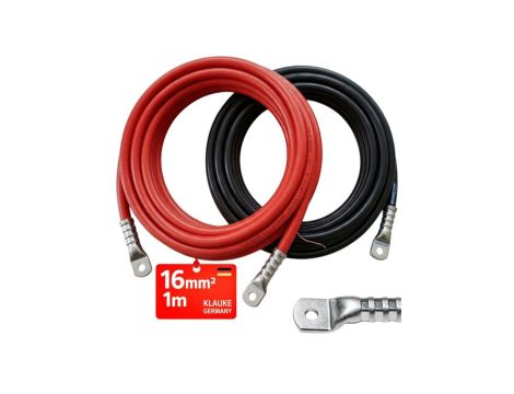 Zestaw przewodów LGY 16mm2 z końcówkami M8 do AKUMULATOR / PRZETWORNIUCA / MASA / UPS - 100cm / 1m