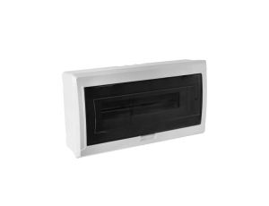 Rozdzielnica natynkowa S-18 (N+PE) 1x18 modułów IP40 410x220x100mm drzwi transparentne dymne NEKU