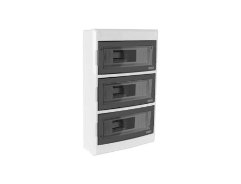 Rozdzielnica natynkowa S-36 (N+PE) 3x12 moduły IP40 306x472x100mm drzwi transparentne dymne NEKU