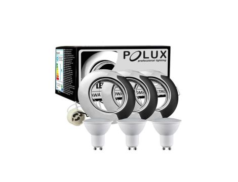 3x Oprawa ruchoma Goldlux okrągła chrom + żarówka LED GU10 3.5W