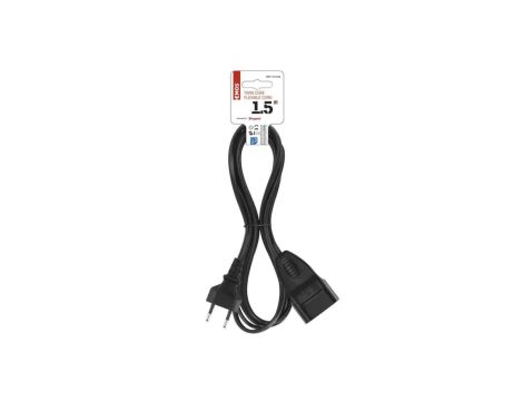 Przedłużacz 1,5 m / 1 gniazdo / czarny / PVC / 0,75 mm2 PC01301