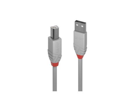 Kabel USB 2.0 typu A na B o długości 2 m, Anthra Line, szary