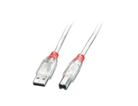 Kabel USB 2.0 typu A na B o długości 2 m, przezroczysty