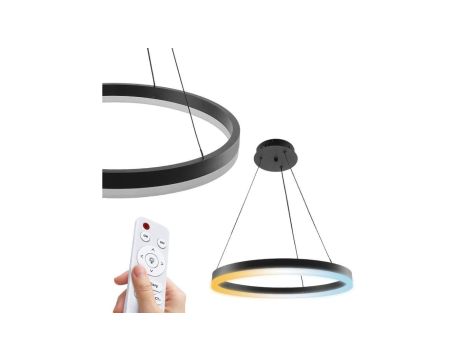 Lampa wisząca LED, 35W, 2450lm, 3CCT, IP20, czarna, z pilotem, ściemnialna, HARVEY HOROZ
